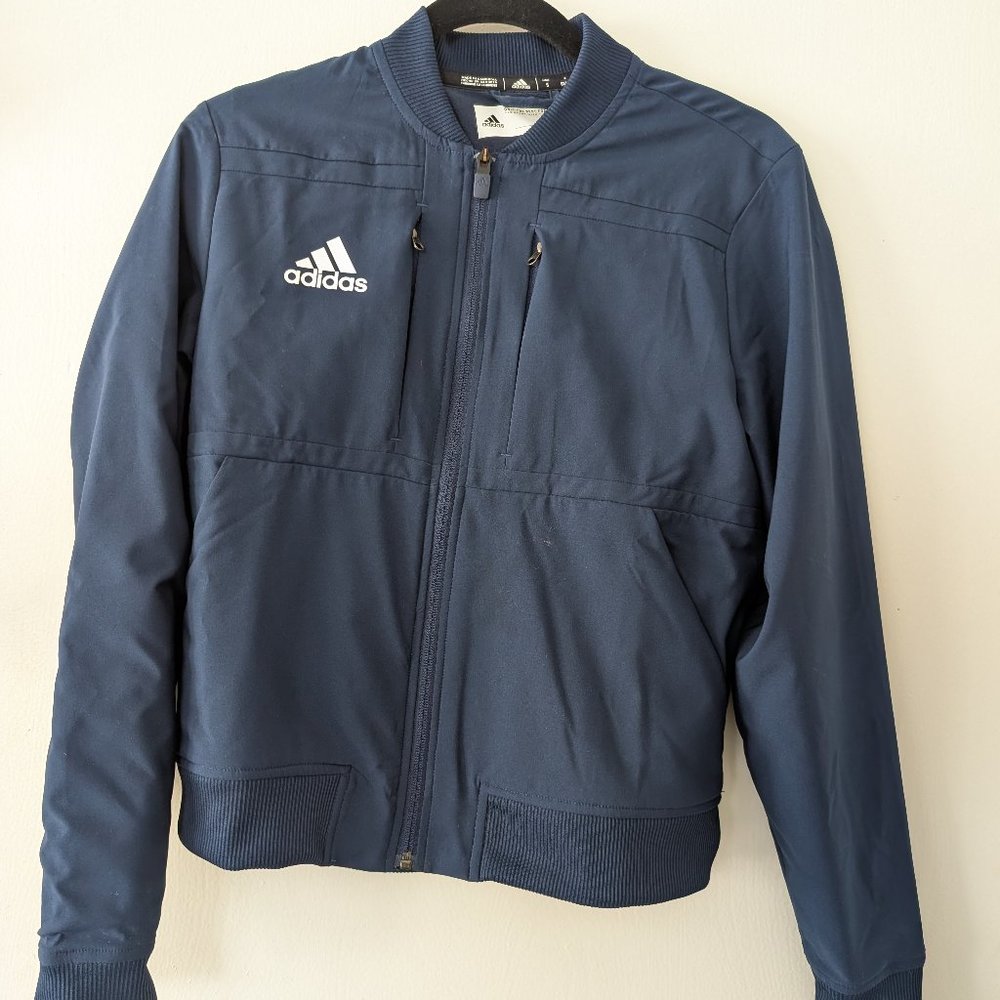 Adidas | Women's Navy Blue Zip Up Bomber Jacket - Size Small